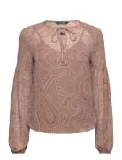 Paisley Georgette Tie-Neck Blouse Lauren Ralph Lauren Beige