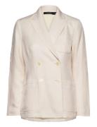 Double-Breasted Linen-Blend Twill Blazer Lauren Ralph Lauren Cream