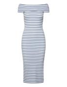 Striped Off-The-Shoulder Midi Dress Lauren Ralph Lauren Blue