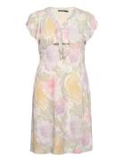 Floral Bubble Crepe Tie-Neck Dress Lauren Ralph Lauren Pink