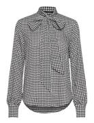 Houndstooth Crepe Tie-Neck Shirt Lauren Ralph Lauren Black