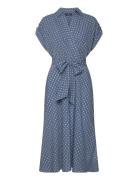 Polka-Dot Belted Crepe Dress Lauren Ralph Lauren Blue