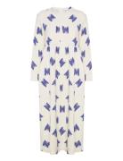 Butterfly Print Flared Long Dress Bobo Choses White