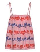 Ribbon Bow All Over Woven Top Bobo Choses Pink