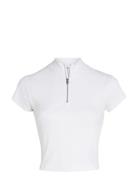 Variegated Rib Half Zip Top Calvin Klein Jeans White