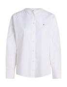 Collarless Poplin Regular Shirt Tommy Hilfiger White