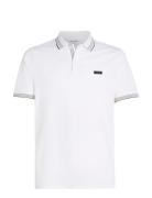 Stretch Pique Multi Tipping Polo Calvin Klein White