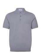 Fine-Knit Polo Shirt Mango Blue