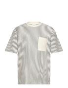 Over D Striped Rough Pique S/S Lindbergh White