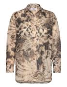 Semi-Transparent Animal-Print Shirt Mango Beige