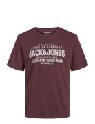 Jjjeans Tee Ss O-Neck Ln Jack & J S Burgundy