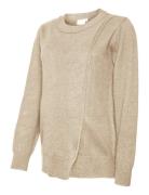 Mlnewanne Iris L/S Knit Top 2F Mamalicious Beige