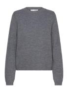 Slfana Ls Knit O-Neck Noos Selected Femme Grey