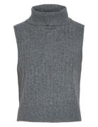 Vibeluna High Neck S/L Knit Vest-Noos Vila Grey