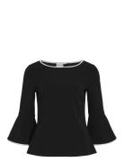 Visola 3/4 O-Neck Contrast Top/Ka Vila Black