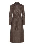 Vegan Leather Trench Coat Bardot Brown