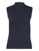 Rallie Cross Neck Top French Connection Navy