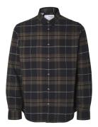 Slhslimowen-Flannel Shirt Ls Noos Selected Homme Black