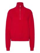 Zip Neck Jumper Mango Red