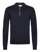 Ecovero L/S Zip Polo Lindbergh Navy