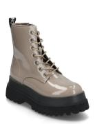 Biagas Lace Up Platform Boot Patent Aquarius Bianco Grey