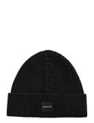 Unisex. Cotton Rib Knit Beanie GANT Black