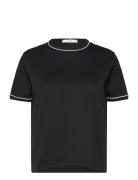 100% Cotton T-Shirt With Contrast Piping Mango Black