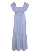 Emilie Frill Detailed Linen Blend Maxi Dress Malina Blue