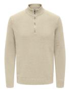 Onsfabian Life Reg 7 Half Zip Knit ONLY & SONS Beige