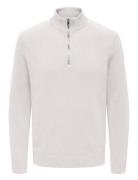 Onsfabian Life Reg 7 Half Zip Knit ONLY & SONS White