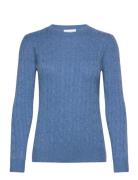 O-Neck Cable Sweater Davida Cashmere Blue