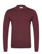 Long Sleeve Knitted Poloshirt Lindbergh Burgundy