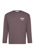 Printed Long Sleeve T-Shirt Mango Burgundy