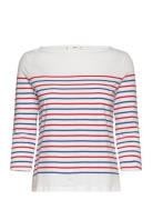 Striped Boat-Neck T-Shirt Mango White