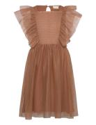 Dress Mesh W. Glitter Minymo Brown