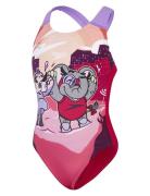 Girls Learn To Swim Printed Crossback Speedo Pink