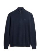 Essential Emb Knit Half Zip Superdry Navy