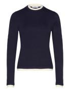 Fine-Knit Sweater With Contrasting Trims Mango Navy