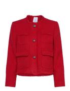 Pocket Tweed Jacket Mango Red