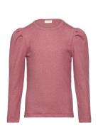 T-Shirt Ls Glitter Rib Minymo Pink