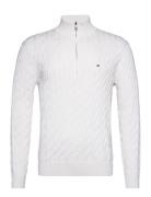 Classic Cotton Cable Zip Mock Tommy Hilfiger White