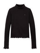 Mock Neck Rib Top Ls Tommy Hilfiger Black