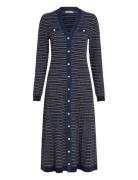 Textured V-Neck Swt Maxi Dress Tommy Hilfiger Navy