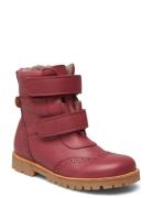 Rub Sole™ Broque Velcro Boot Tex Pom Pom Red