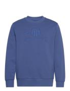 Reg Tonal Shield C-Neck Sweat GANT Blue