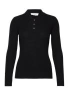 Long Sleeve Knit Polo Rosemunde Black