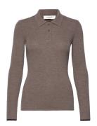 Long Sleeve Knit Polo Rosemunde Brown