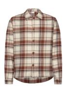 Big Checked Heavy Flannel Overshirt Knowledge Cotton Apparel Brown