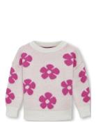 Kmgnaja L/S Flower Pullover Knt Kids Only White