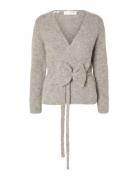 Slfgabella Ls Knit Bow Cardigan Selected Femme Grey